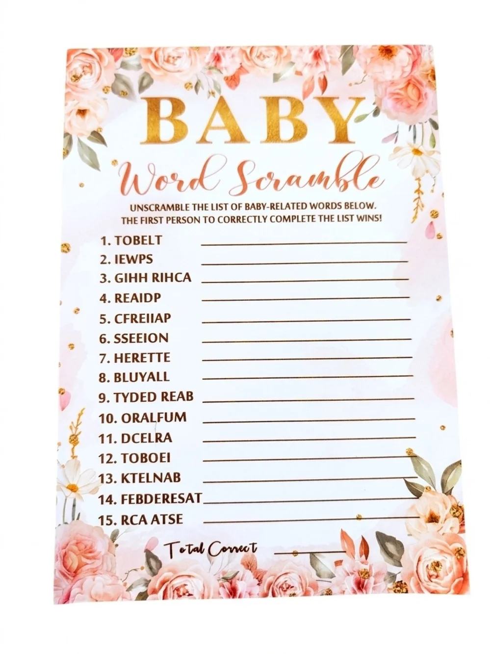 Baby Shower Game Set Of 3 Games And Pencils